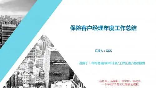 最新保险客户经理年终工作总结、计划精品PPT