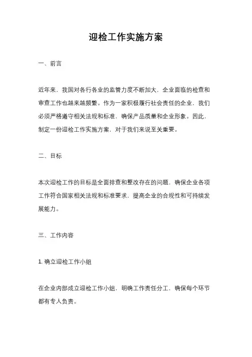 迎检工作实施方案