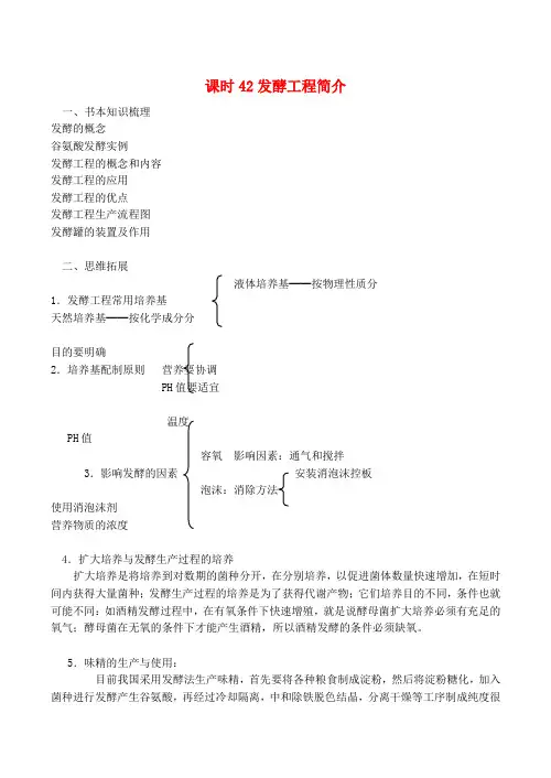 高考生物一轮复习学案 发酵工程简介