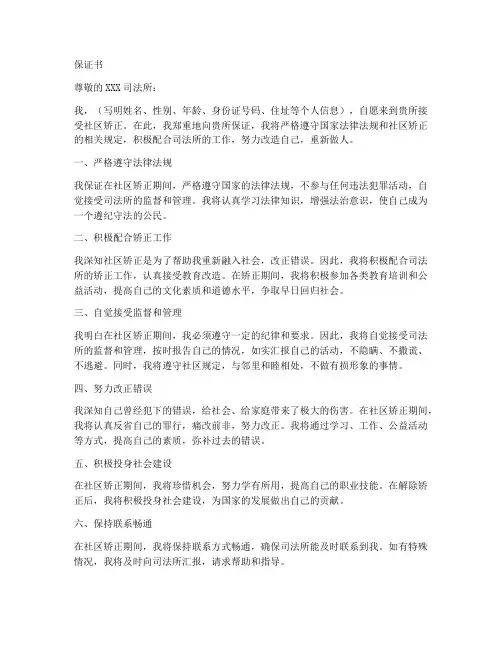 司法所的保证书