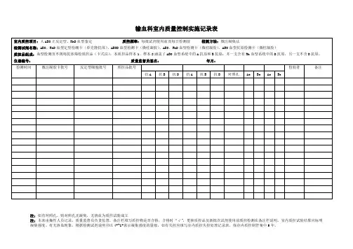 血型室内质控记录表