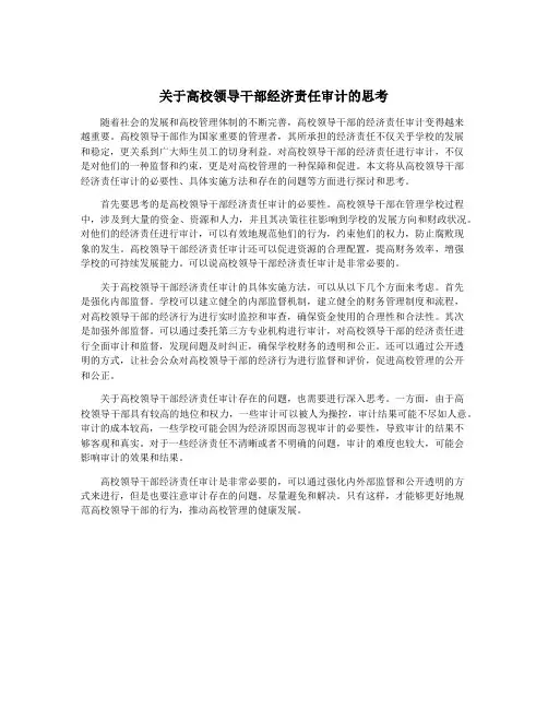 关于高校领导干部经济责任审计的思考
