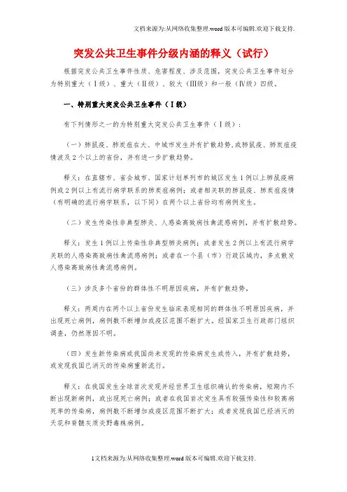 【内涵】突发公共卫生事件分级内涵的释义
