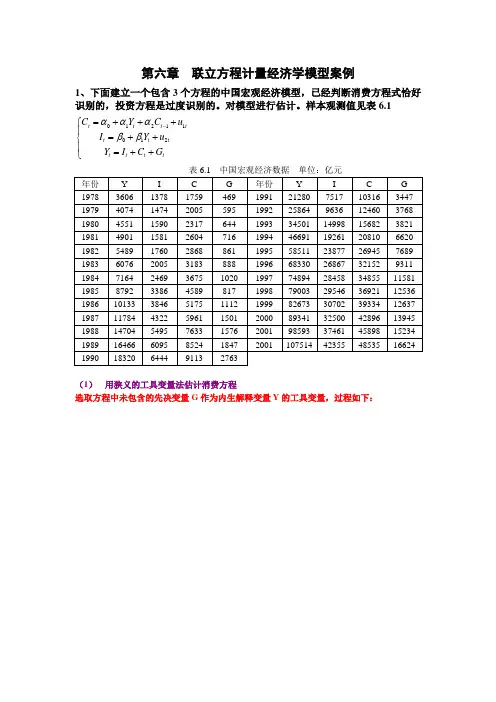 联立方程计量经济学模型案例