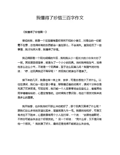 我懂得了珍惜三百字作文