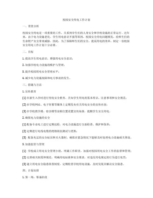校园安全用电工作计划
