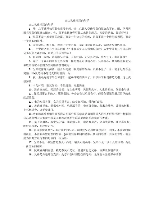 表达兄弟情深的句子