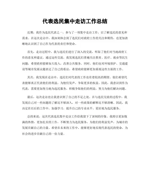 代表选民集中走访工作总结