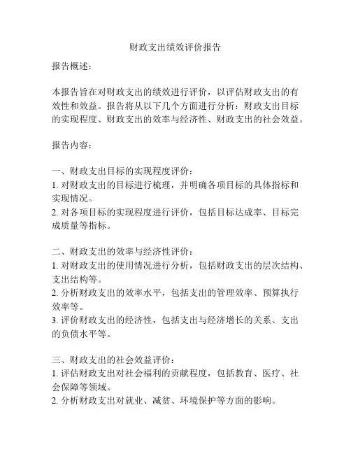 财政支出绩效评价报告