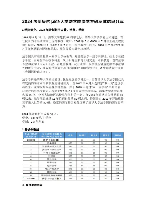 24清华大学法学院法学考研复试
