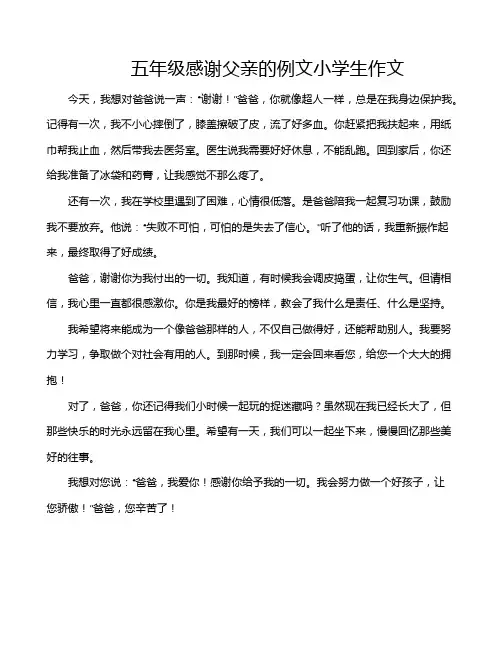 五年级感谢父亲的例文小学生作文