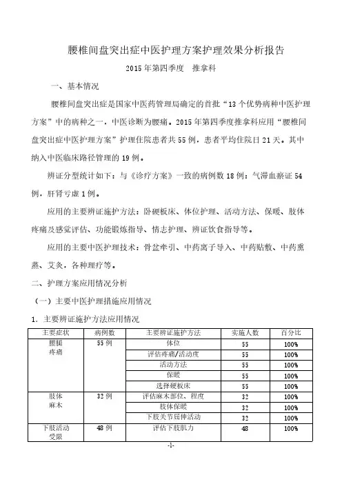 【VIP专享】腰椎间盘突出症中医护理方案护理效果总结