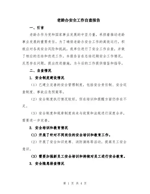 老龄办安全工作自查报告