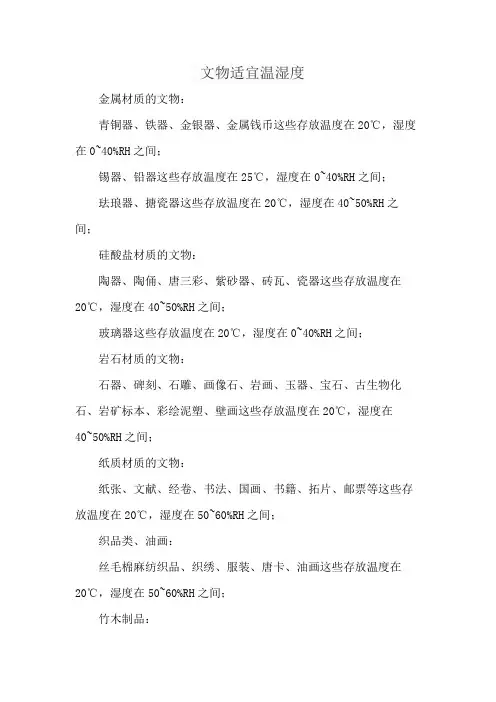 文物适宜温湿度