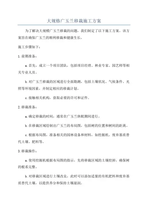 大规格广玉兰移栽施工方案