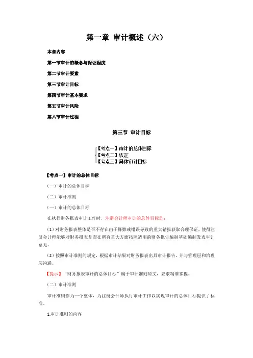 注会考试审计科目最详细的《审计》复习笔记第01章06