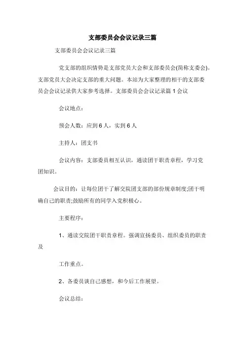 支部委员会会议记录三篇