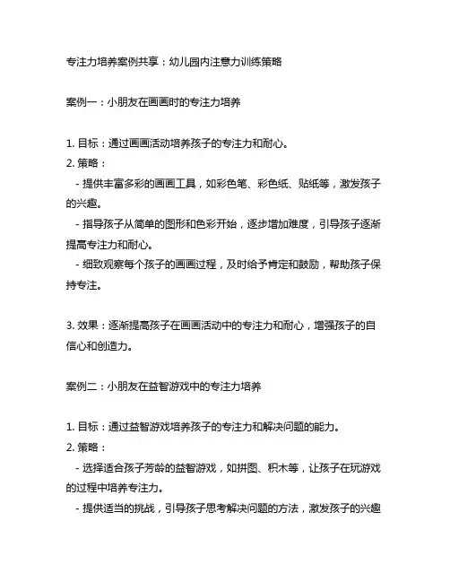 专注力培养案例分享：幼儿园内注意力训练策略