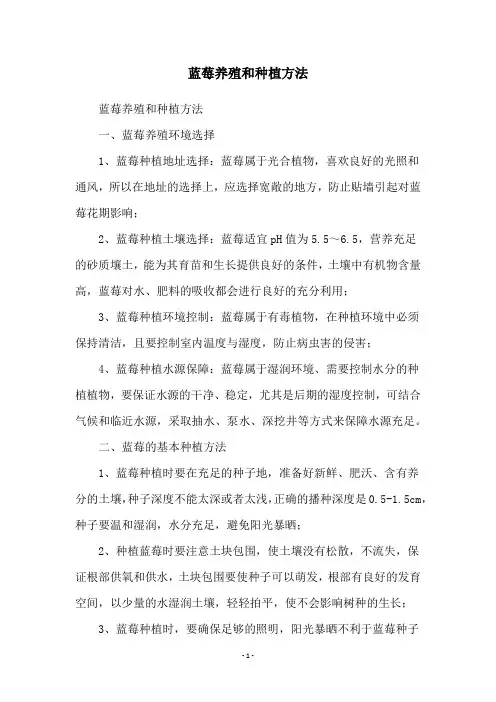 蓝莓养殖和种植方法