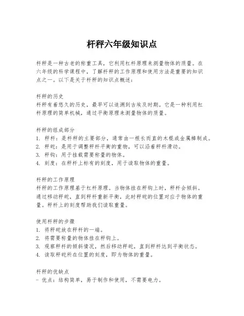杆秤六年级知识点