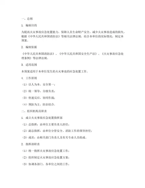 火灾事故处置应急预案模板