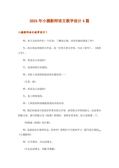2024年小摄影师语文教学设计4篇