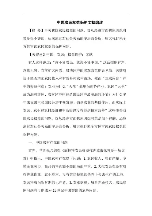 中国农民权益保护文献综述