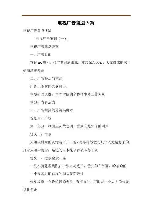 电视广告策划3篇