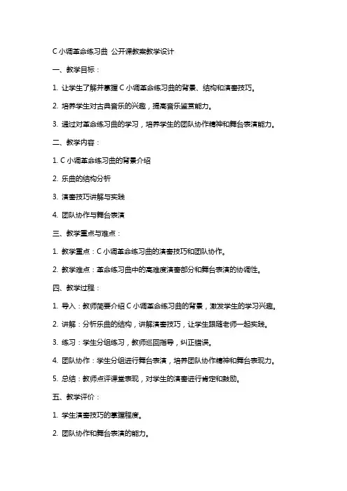 c小调革命练习曲 公开课教案教学设计