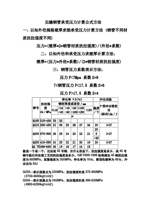 无缝钢管承受压力计算公式方法