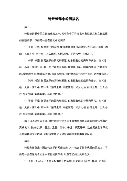 诗经楚辞中的男孩名
