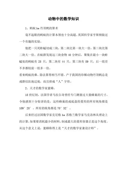 动物中的数学知识