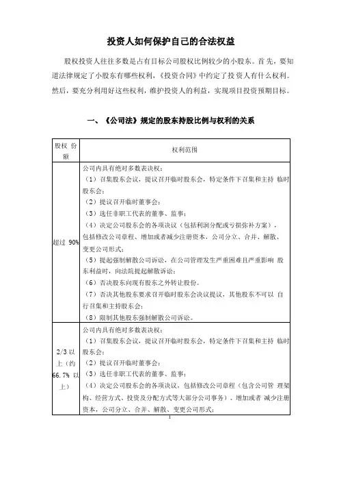 投资人如何保护自己的合法权益