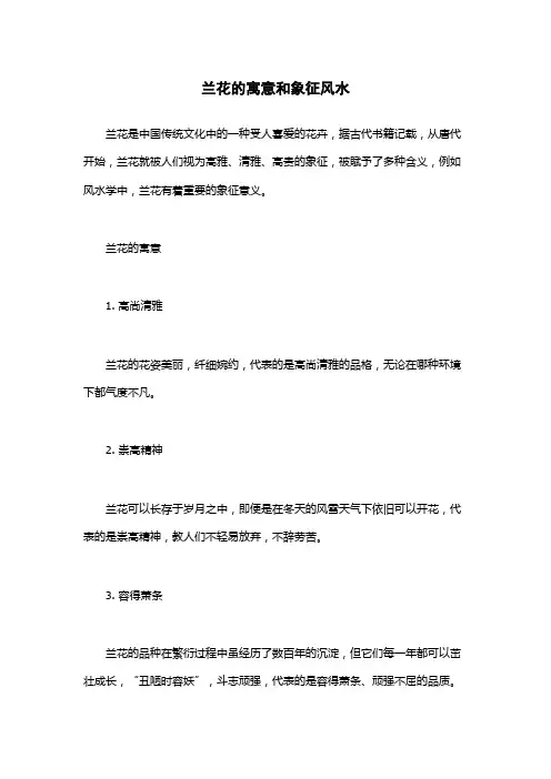 兰花的寓意和象征风水