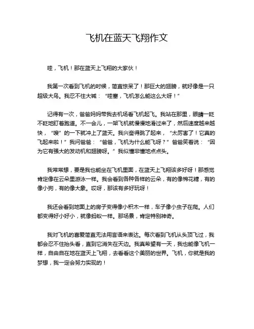 飞机在蓝天飞翔作文