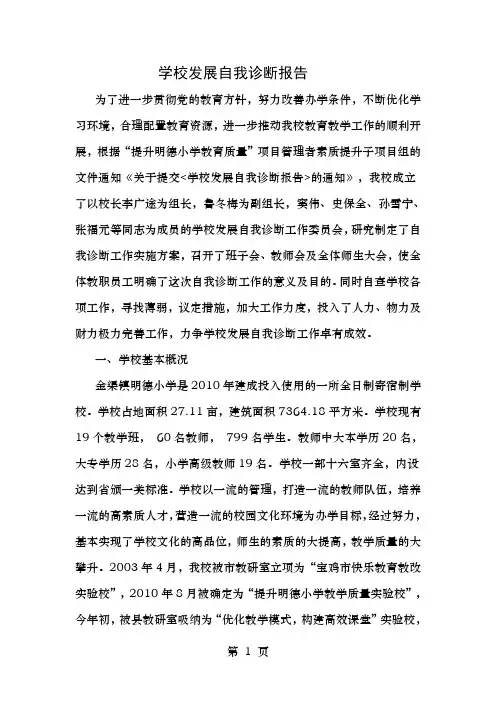 学校发展自我诊断报告
