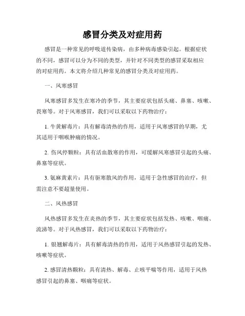 感冒分类及对症用药