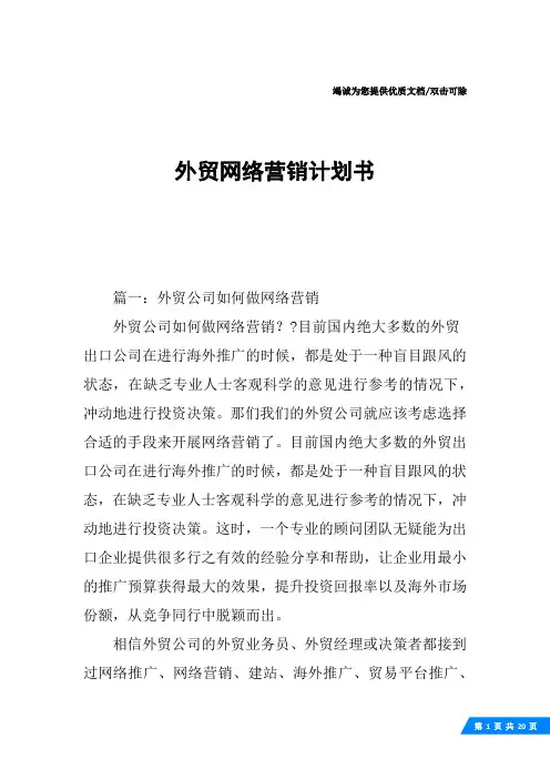 外贸网络营销计划书