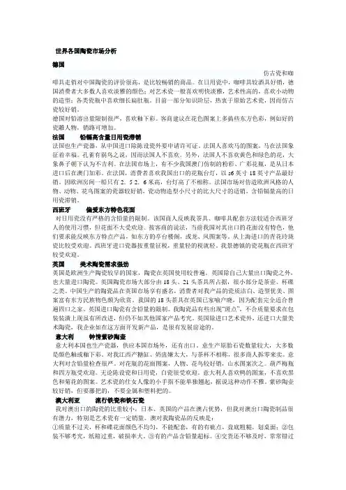 世界各国陶瓷市场分析