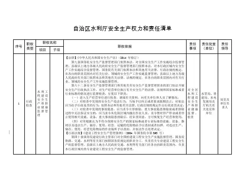 自治区水利厅安全生产权力和责任清单