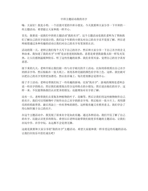 中班主题活动我的名字