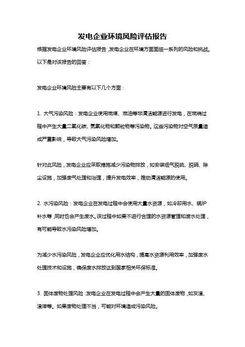 发电企业环境风险评估报告