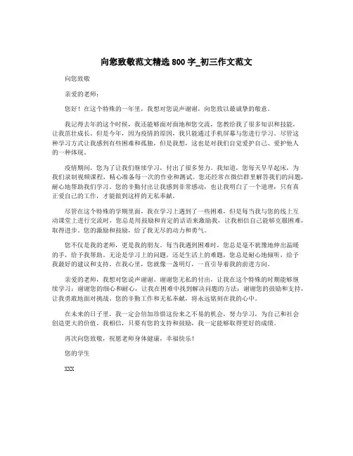 向您致敬范文精选800字_初三作文范文