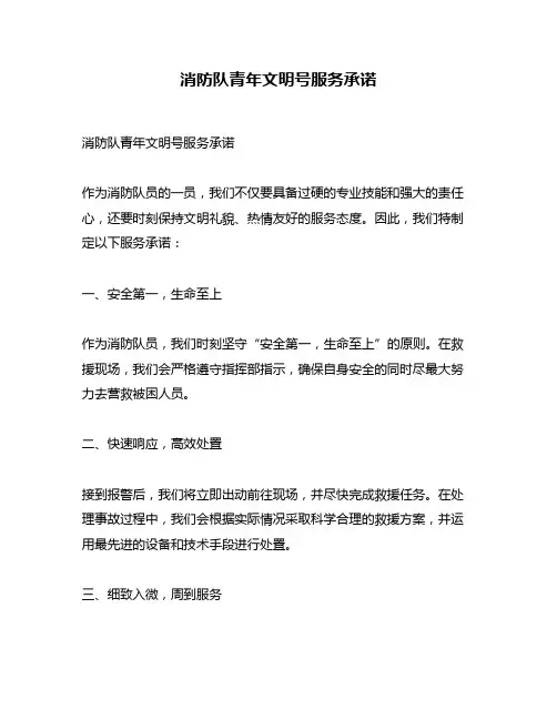 消防队青年文明号服务承诺