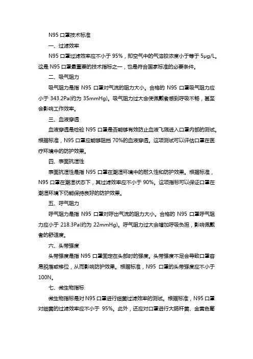 n95口罩的技术标准