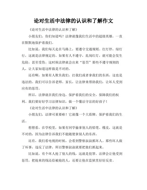 论对生活中法律的认识和了解作文