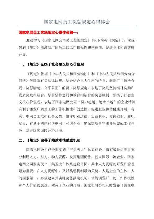 国家电网员工奖惩规定心得体会