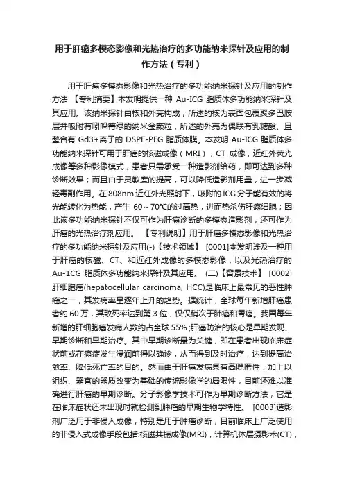 用于肝癌多模态影像和光热治疗的多功能纳米探针及应用的制作方法（专利）