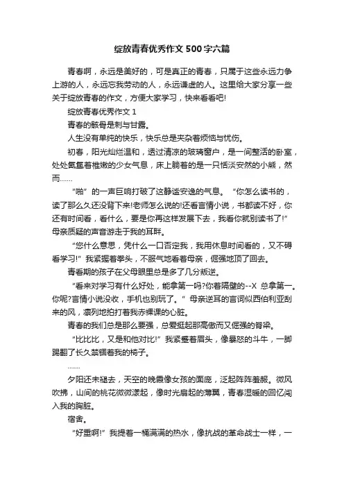 绽放青春优秀作文500字六篇