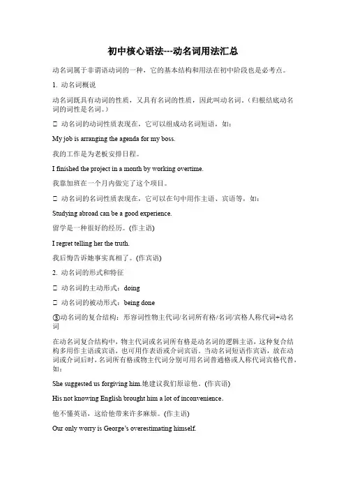 初中英语：核心语法---动名词用法汇总